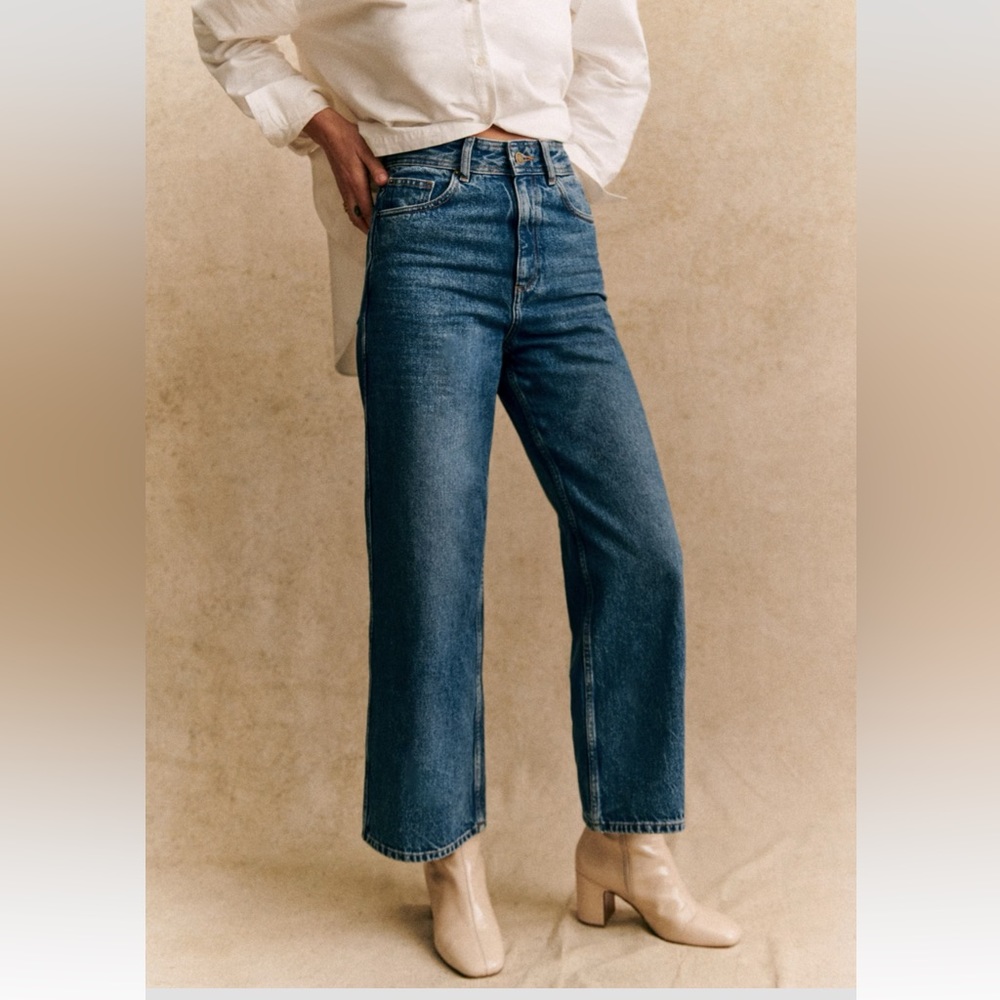 Sezane Le Crop in denim